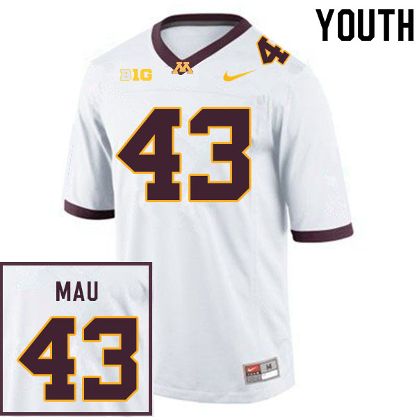 Youth #43 Eli Mau Minnesota Golden Gophers College Football Jerseys Sale-White
